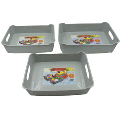 Stacked plastic trays used for cosmetics and stationary