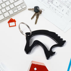 Noble horse head metal keychain close-up