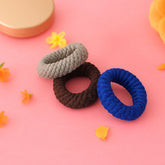 Tyre shape multicolour hair rubber bands pack of 3