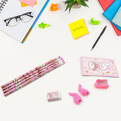 Kids' stationery kit with wooden pencils and sharpener