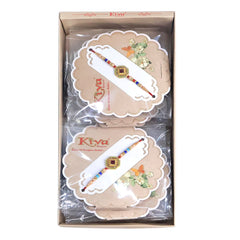 12 Pc Stone Rakhi Set with Red Center Dial, Pearl Beads & Multicolor Accents – Elegant Raksha Bandhan Gift Box for Brothers