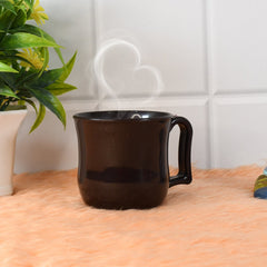 Durable plastic coffee mug with a comfortable handle