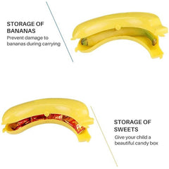 Bright yellow banana case on table