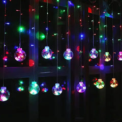 12 Wish Balls Window Curtain String Lights with 8 Flashing Modes Decoration for Home Decoration, Diwali & Wedding LED Christmas Light Indoor and Outdoor Light ,Festival Decoration (Plastic, Multi Color)