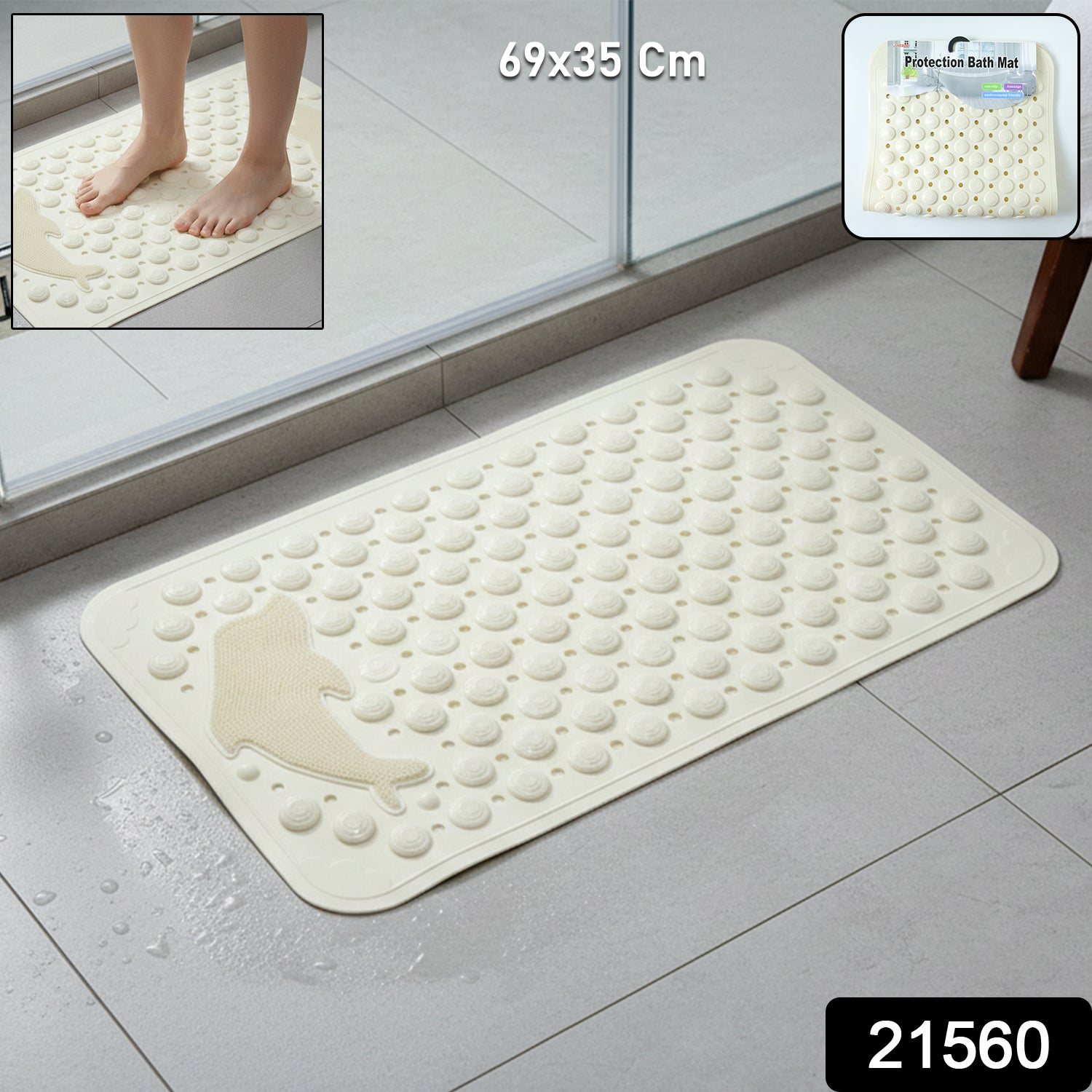Shower mat with suction cups for bathroom safety
