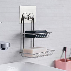 Stainless steel soap dish holder in retail packaging