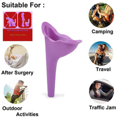 Portable urinal funnel demonstrating spillproof squeegee fold