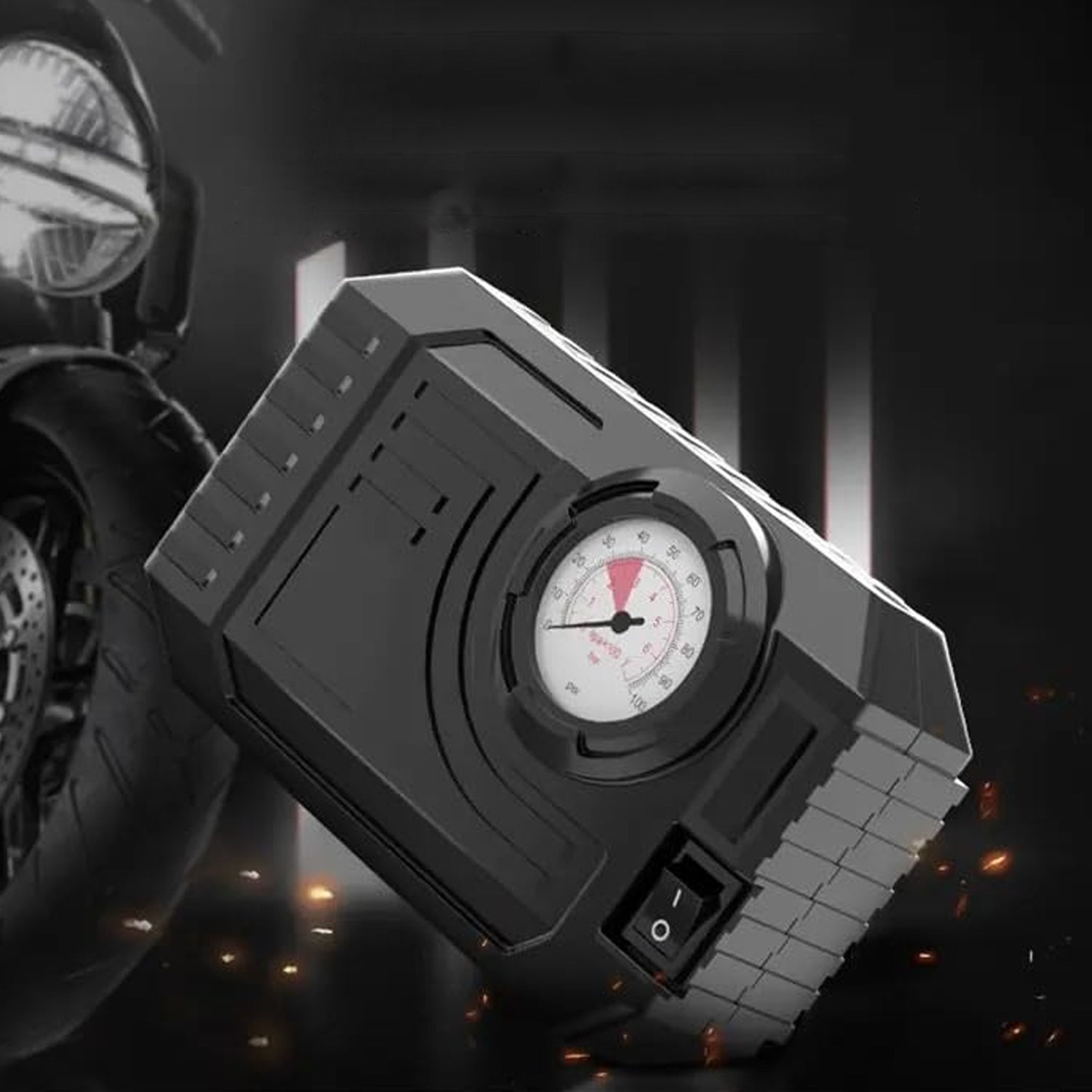 Portable 12V tire inflator air compressor with gauge