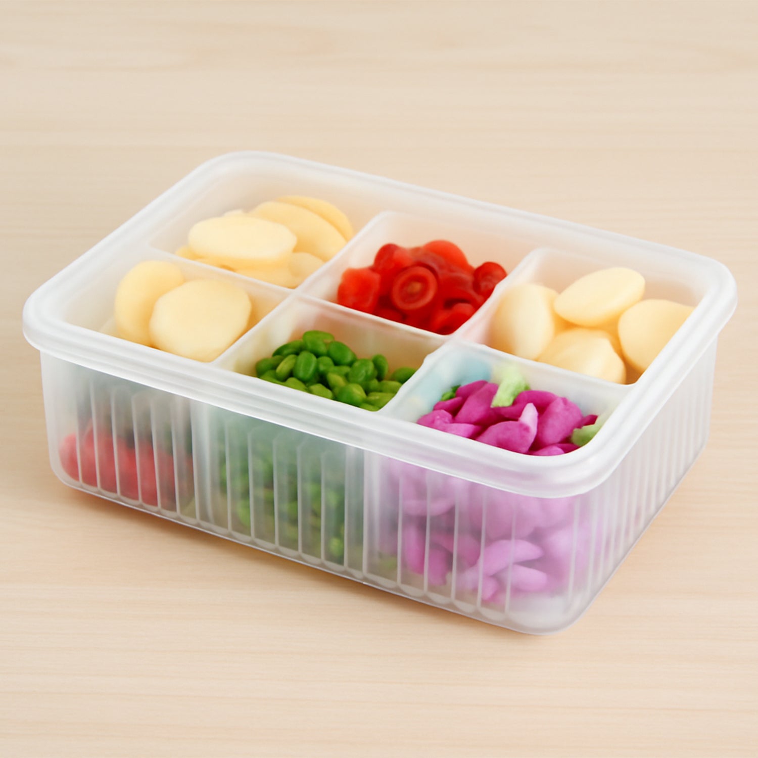 Fridge storage box for vegetables and food with lid