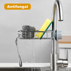 Neatly organized sink with stainless steel caddy