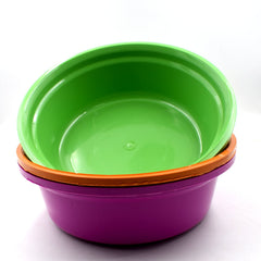 Lightweight plastic bowls stacked for storage