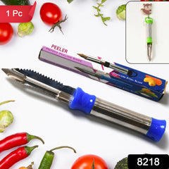 Close-up of stainless steel peeler blade for vegetables