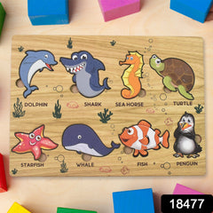 Wooden Ocean Animal Puzzle toy for children learning