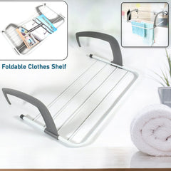 Close-up of drying rack bars for clothes