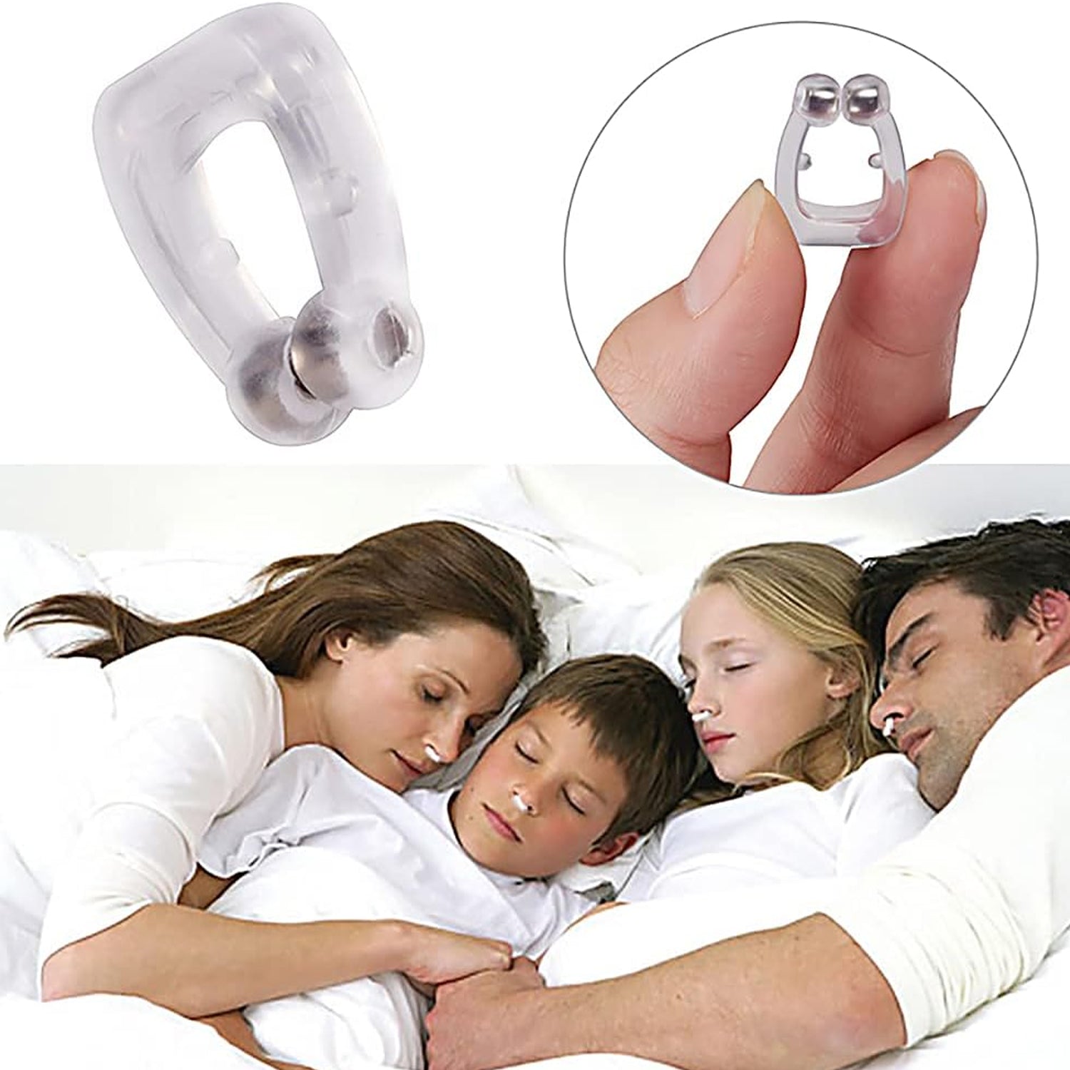Silicone magnetic nose clip anti snore device