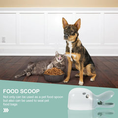Spring-loaded sealing clip securing pet food bag