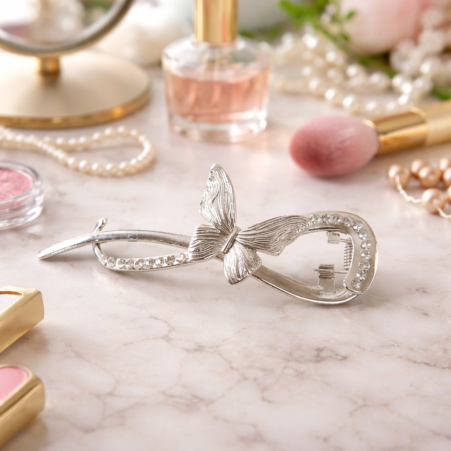 Luxury butterfly hair clip with crystal accents