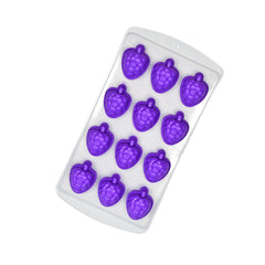 Silicone multi-fruit ice cube tray filled with water