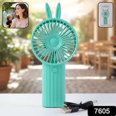 Portable desk fan with bunny ears design