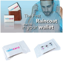 Raincoat card worn outdoors in rain