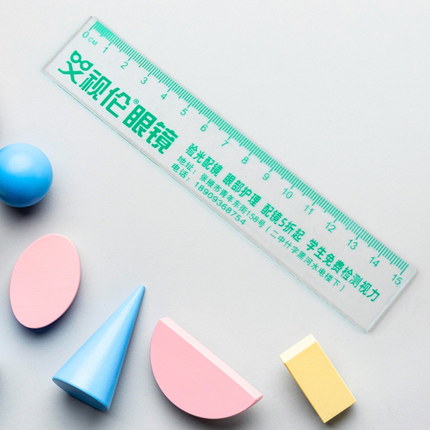 Premium Transparent 15cm Plastic Scale with Green Chinese Characters