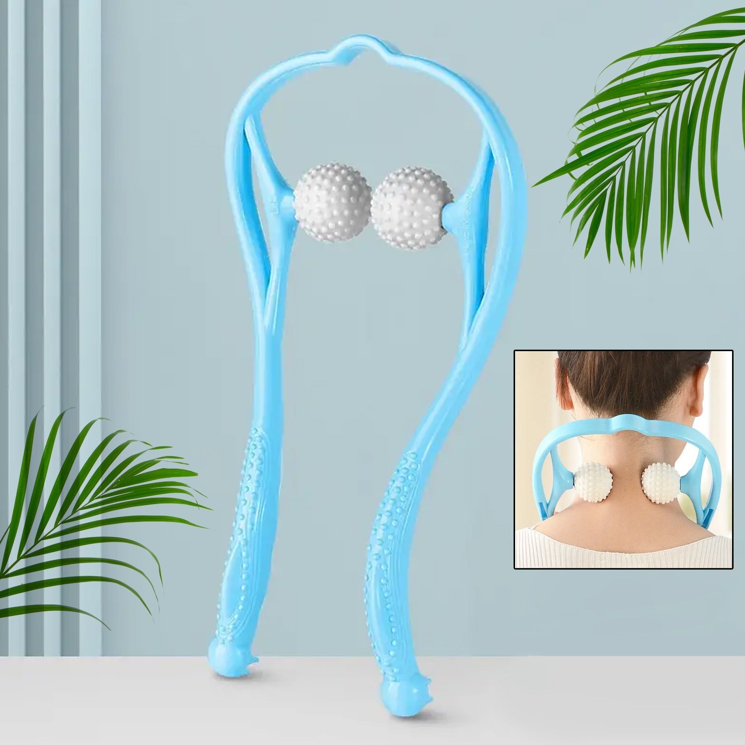 Portable neck and shoulder massager on white background