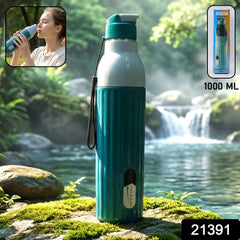 Flask-style Aqua Sports Water Bottle front view