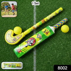 Close-up of plastic cricket bat and ball for kids