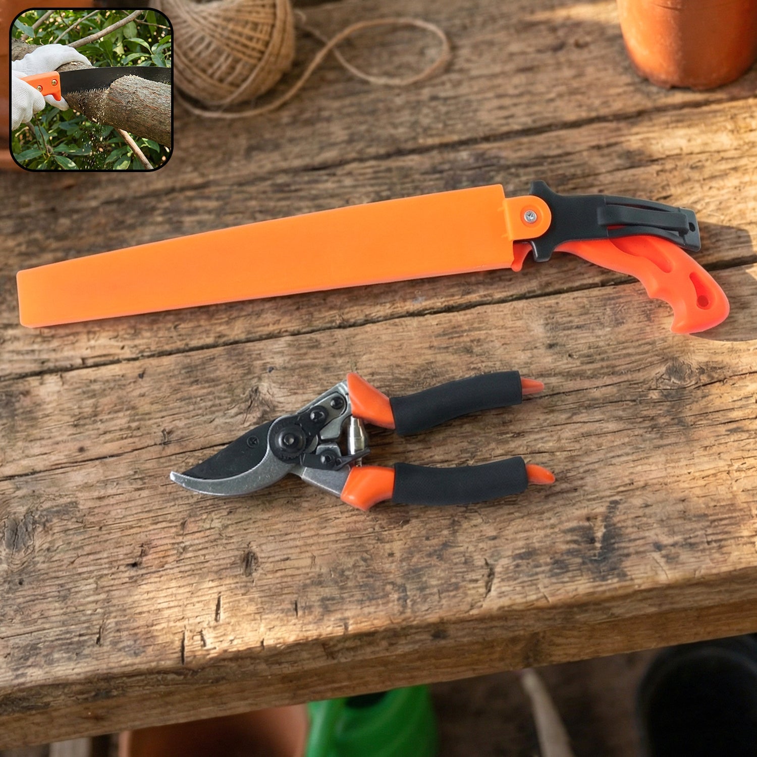 Heavy Duty Gardening Pruning Tool Set with Hand Saw and Pruning Shears