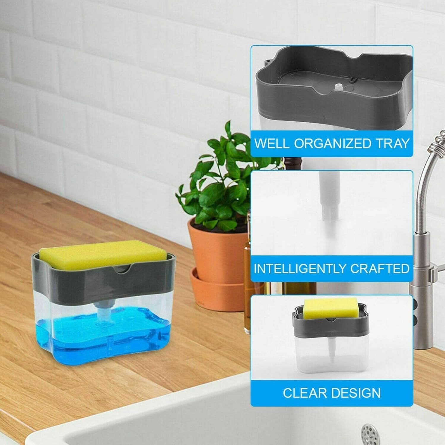 2-in-1 Soap Dispenser with built-in scrub holder