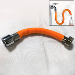 Flexible water tap extender attached to faucet