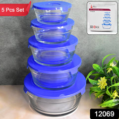 Stacked Organivo glass bowls with lids in various sizes