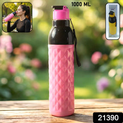 Water bottle angled side view