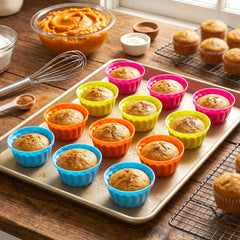 Silicone cupcake mould baking muffins in colorful cups