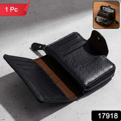 Compact black card case with multiple slots