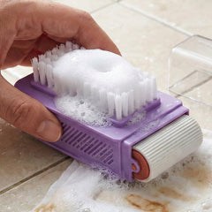 Heavy duty multi-functional cleaning brush with roller scrubber
