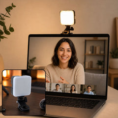 Portable rechargeable RGB camera LED light with clip mount