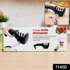 Three Stage Manual Knife Sharpener for Home Kitchen Use