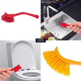 Multicolour plastic wash basin and toilet seat cleaning brush