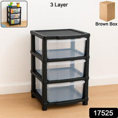 Classic 3-layer transparent drawer organizer showing side view