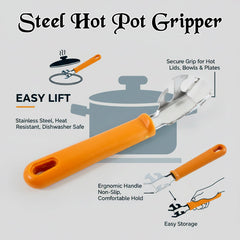 Multi-Functional Stainless Steel Hot Pot Gripper Clamp & Pan Lifter Tool (1 Pc)