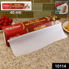 Close-up of Freshee food paper roll with serrated cutter