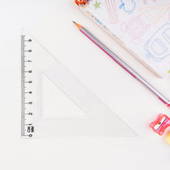 Protractor and straight ruler from plastic drafting geometry set