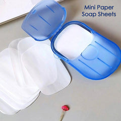 Single travel paper soap sheet dissolving in water for hand wash