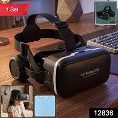 VR Box Glasses side angle with headphones