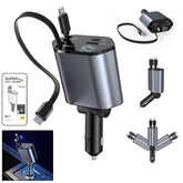 DeoDap 4-in-1 Super Fast Car Charger Dual Built-In Cables - main product shot