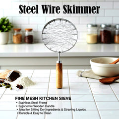 Heat-Resistant Wooden Handle Skimmer