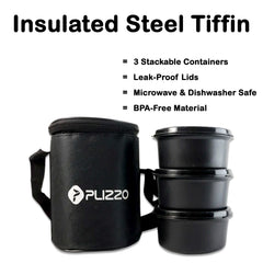 Insulated stainless steel lunch box set with carry bag