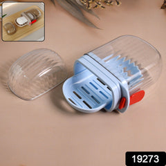 Light blue soap box with secure snap-lock clip