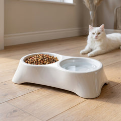 Double bowl pet feeding tray